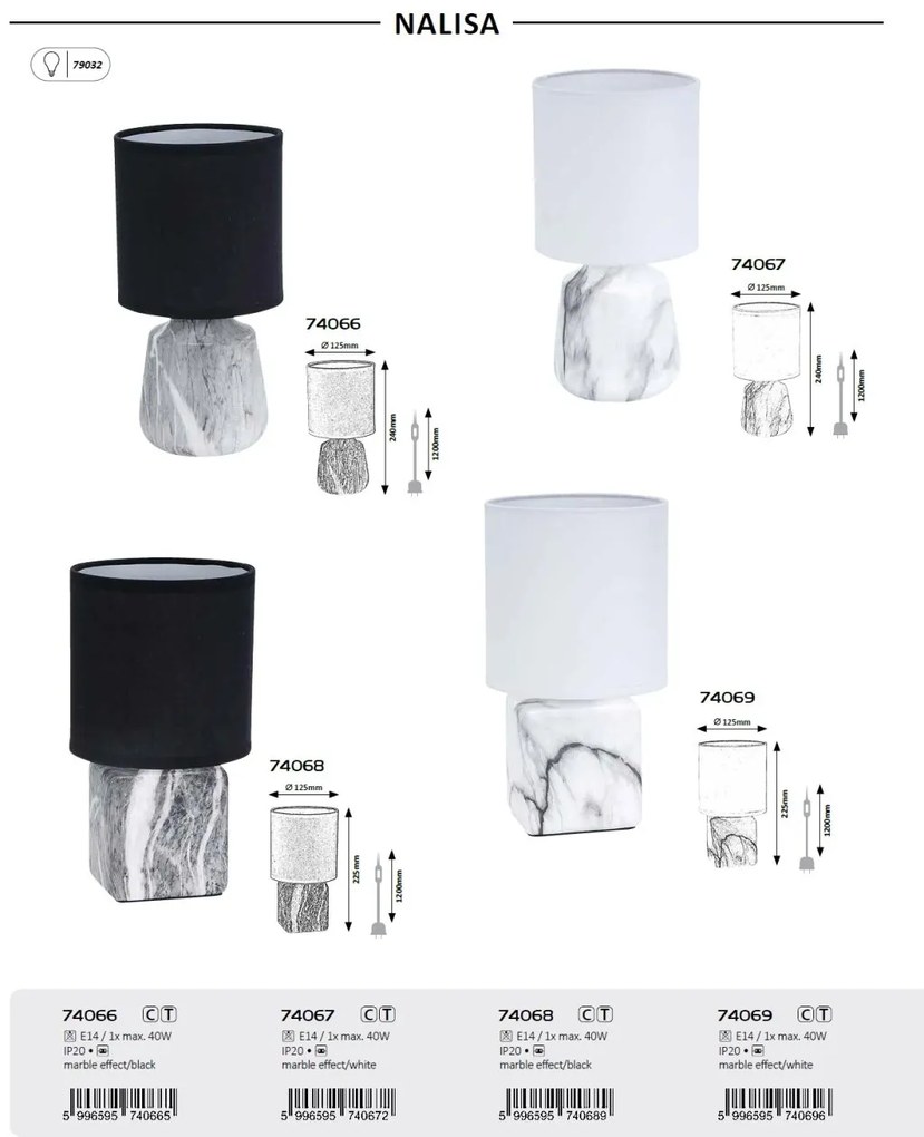 Lampa de masa decorativa marmura/negru Nalisa