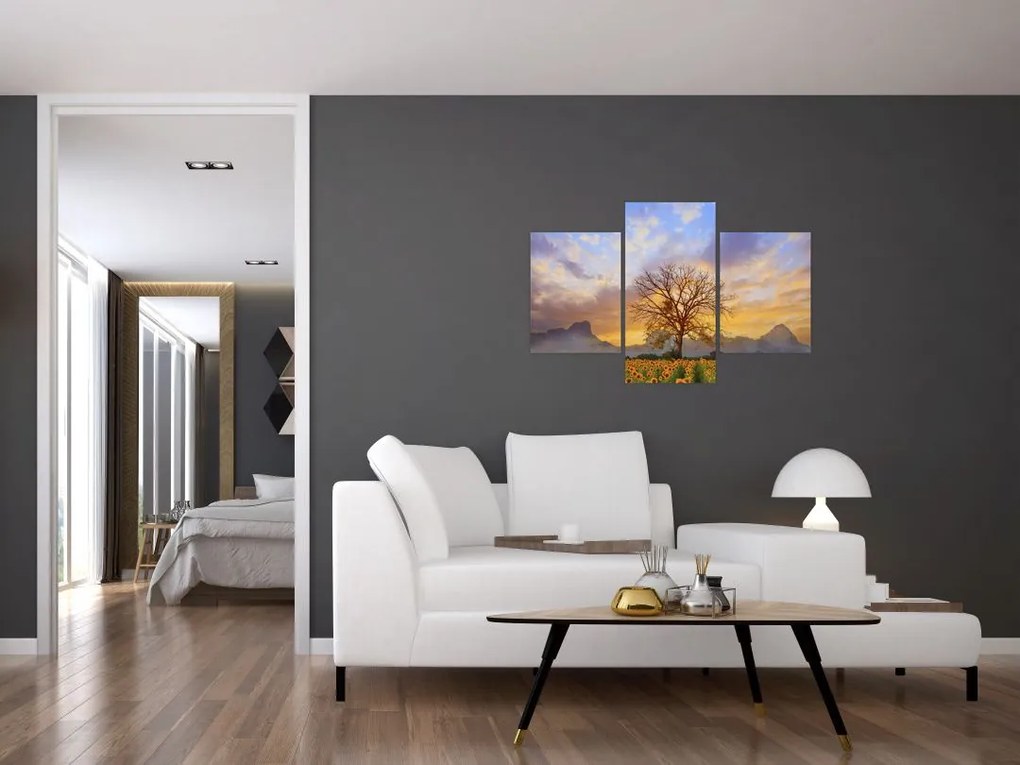 Tablou - Peisaj cu floarea soarelui (90x60 cm)