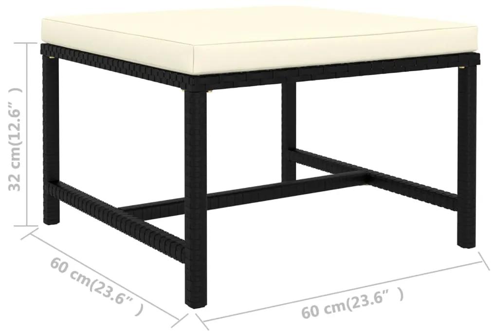 Set mobilier de gradina cu perne, 8 piese, negru, poliratan Negru, 3x colt + 2x mijloc + fotoliu + 2x suport pentru picioare, 1