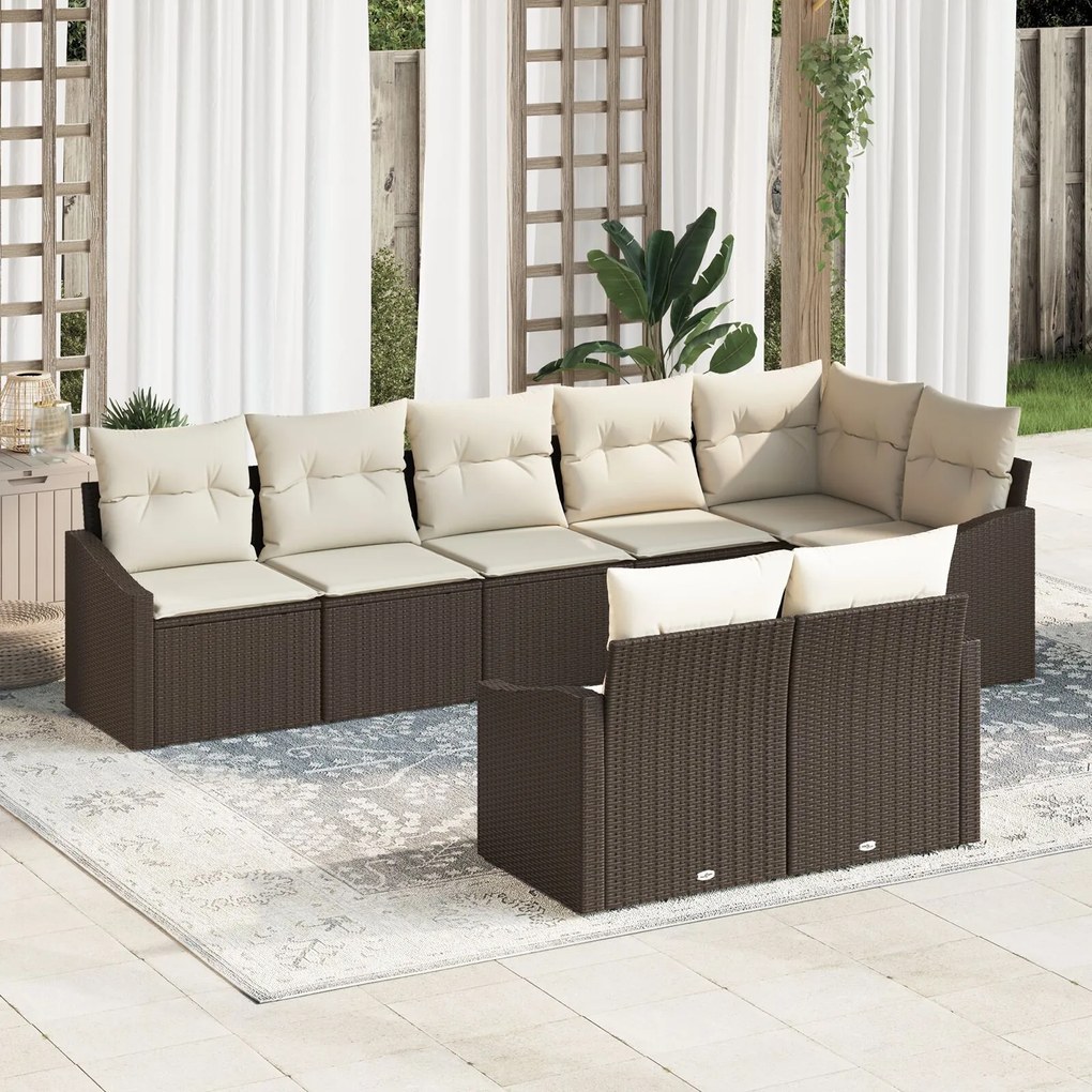 vidaXL Set de canapele pentru grădină 8 pcs Maro Rattan poli