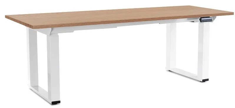 Masă înălțime reglabilă OfficeTech Strong 200 x 80 cm, picioare albe, stejar