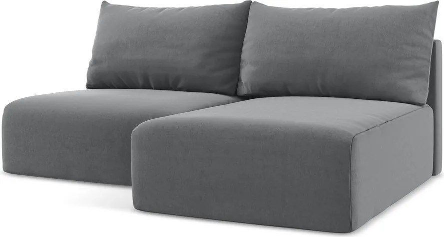 Colțar gri extensibil/cu spațiu de depozitare cu tapițerie din catifea (cu colț pe partea dreaptă/cu șezlong) Kalena – Makamii