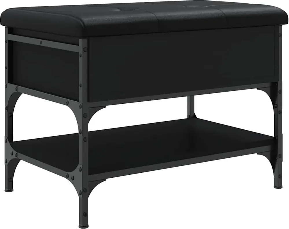vidaXL Bancă de pantofi, negru, 62x42x45 cm, lemn prelucrat