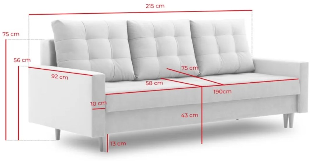 Supermobel Canapea extensibilă AVALON, 215x75x95, kronos 15