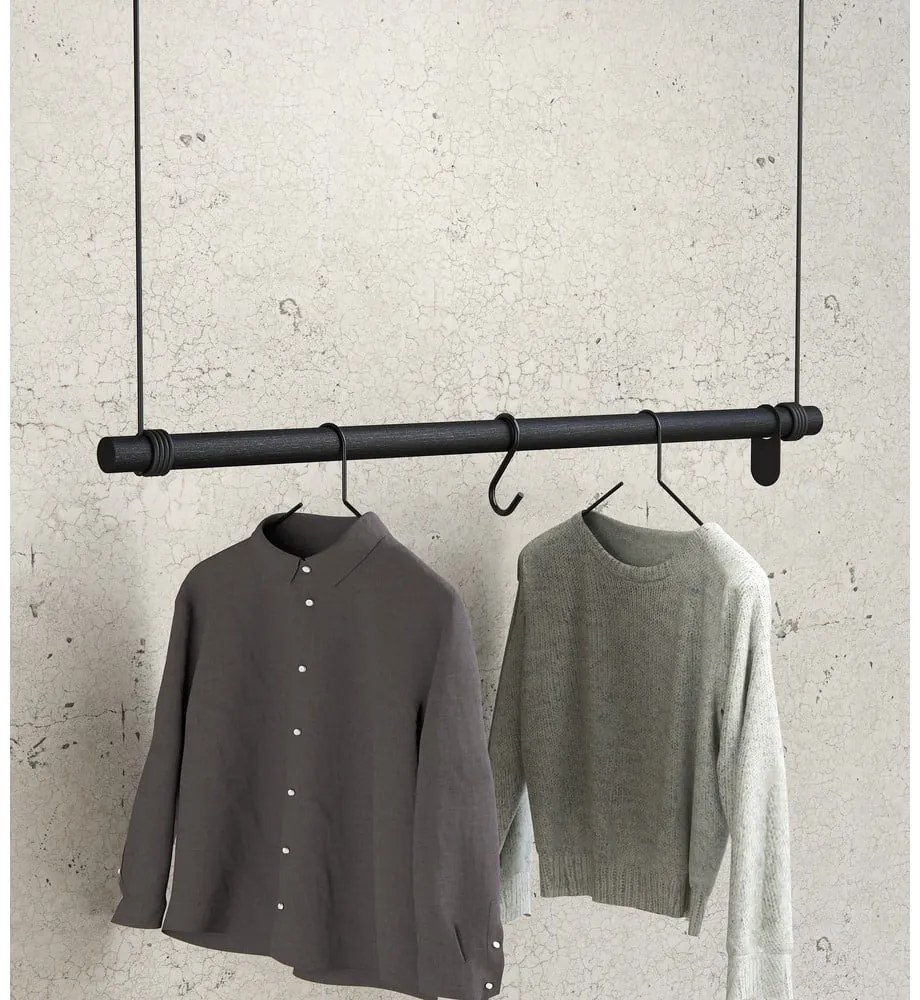 Cuier de perete negru din lemn de stejar 110 cm Swing L – LIND DNA