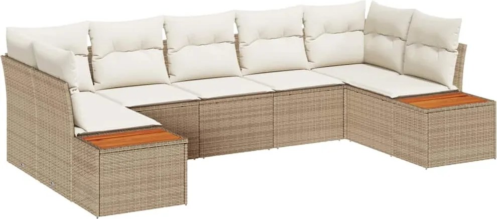 vidaXL Set de canapele pentru grădină cu pernă 7 pcs Bej poliratan