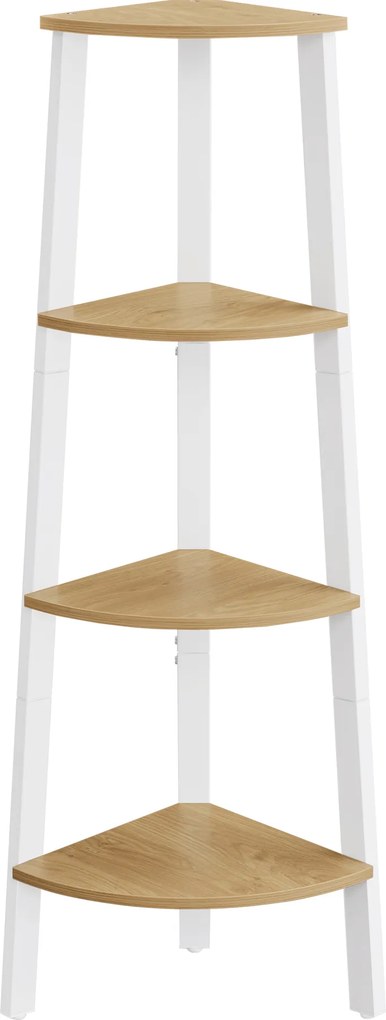 Raft de colt SHELVIO cu 4 polite, stejar/alb
