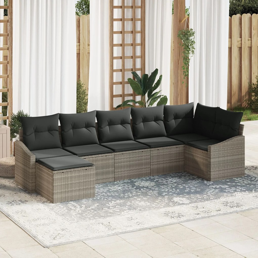 vidaXL Set de canapele pentru grădină 7 pcs Gri deschis Rattan poli