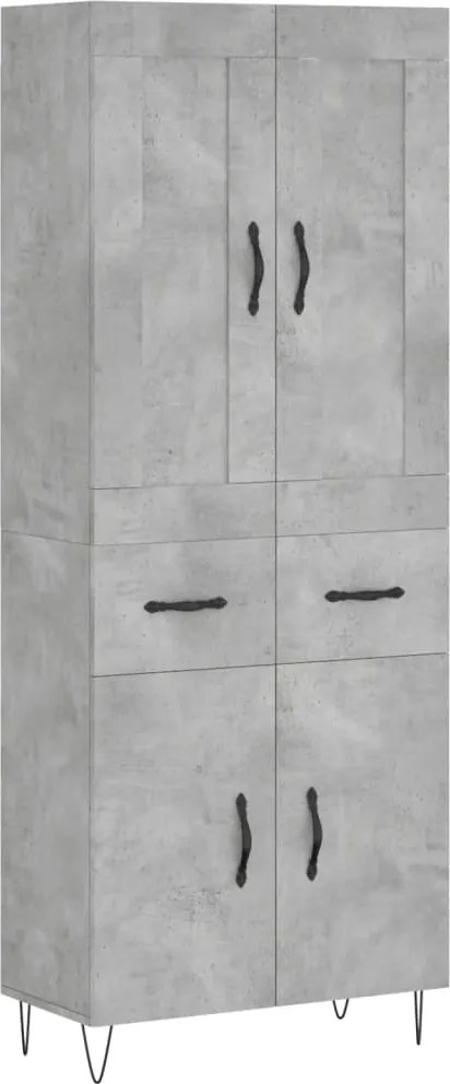 vidaXL Dulap înalt, gri beton, 69,5x34x180, lemn compozit