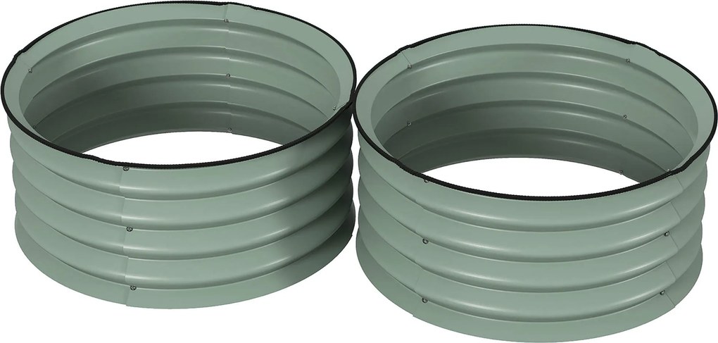 Outsunny Set de 2 ghivece verzinkte, Ø60 x 30H cm ghivece pentru flori cu bază deschisă pentru diverse plante, Grün | Aosom Romania