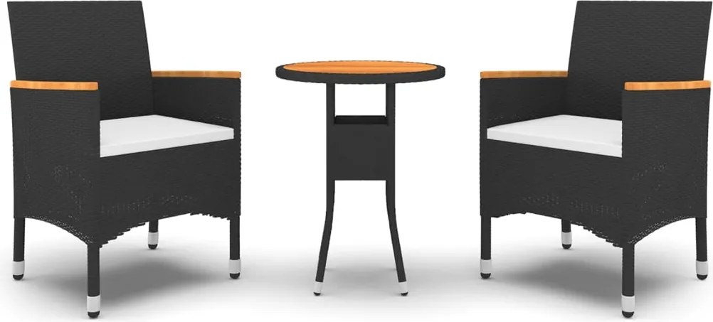 vidaXL Set mobilier de grădină, 3 piese, poliratan