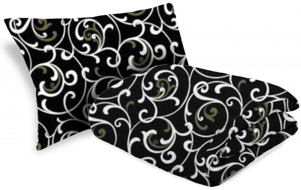 Pilota matlasata pentru tot anul 140x200 cm cu perna ORIENT neagra 70x90 cm