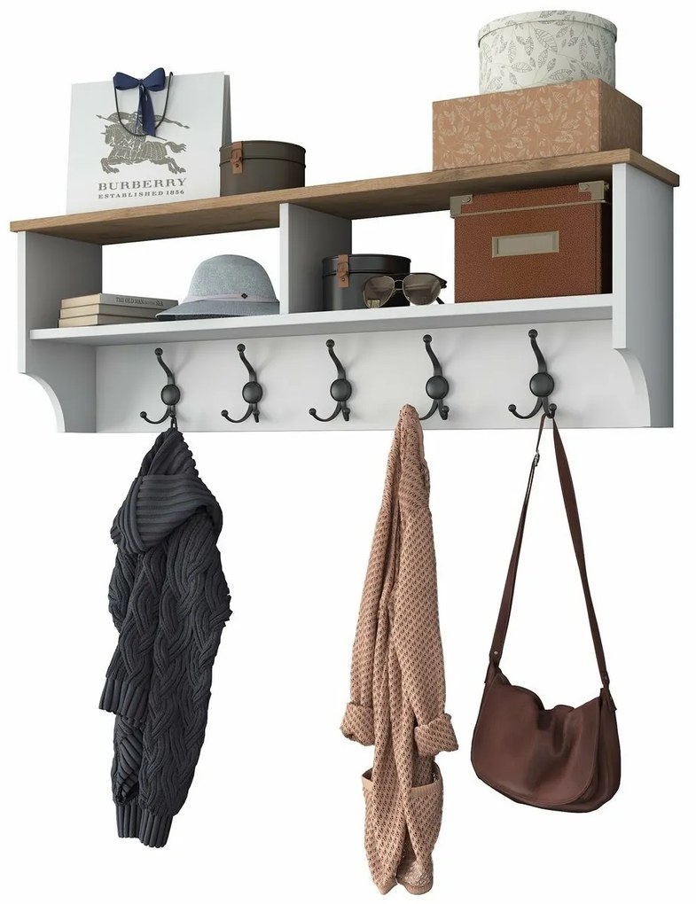 Cuier de perete Polo White and Walnut