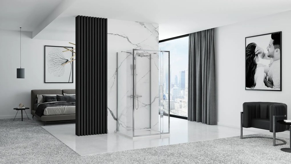 Cabina dus Rapid Swing Crom 100x80cm, Rea