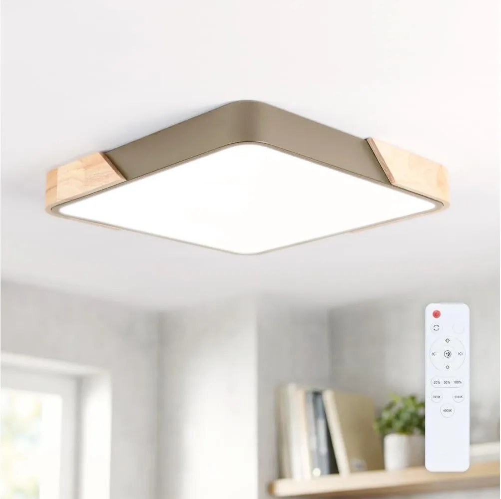 BRILAGI - corp de iluminat LED dimabil PILANA SQUARE LED/48W/230V stejar/bej 42x42 cm + telecomandă