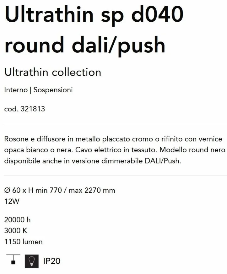 Pendul LED design minimalist modern Ultrathin sp d040 round dali/push