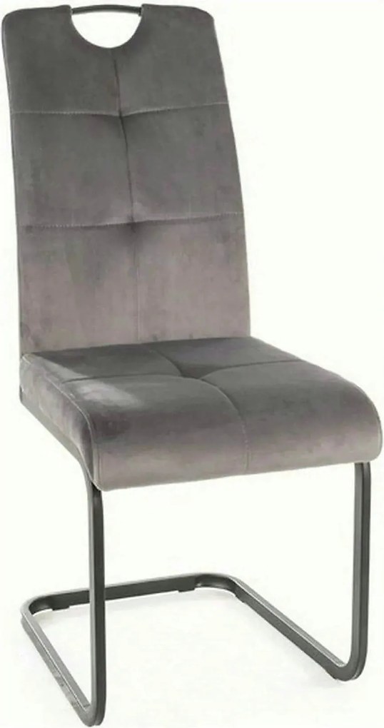 Scaun AXO, gri/negru, stofa catifelata/metal, 43x47x101 cm
