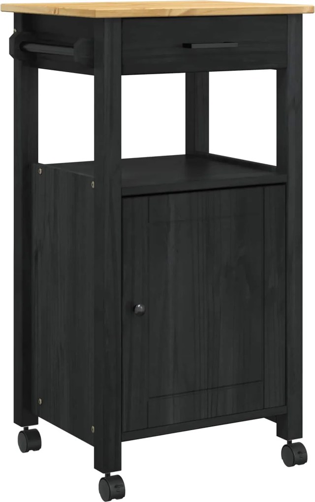 vidaXL Troler de Bucătărie MONZA Negru 48 x 40 x 88,5 cm