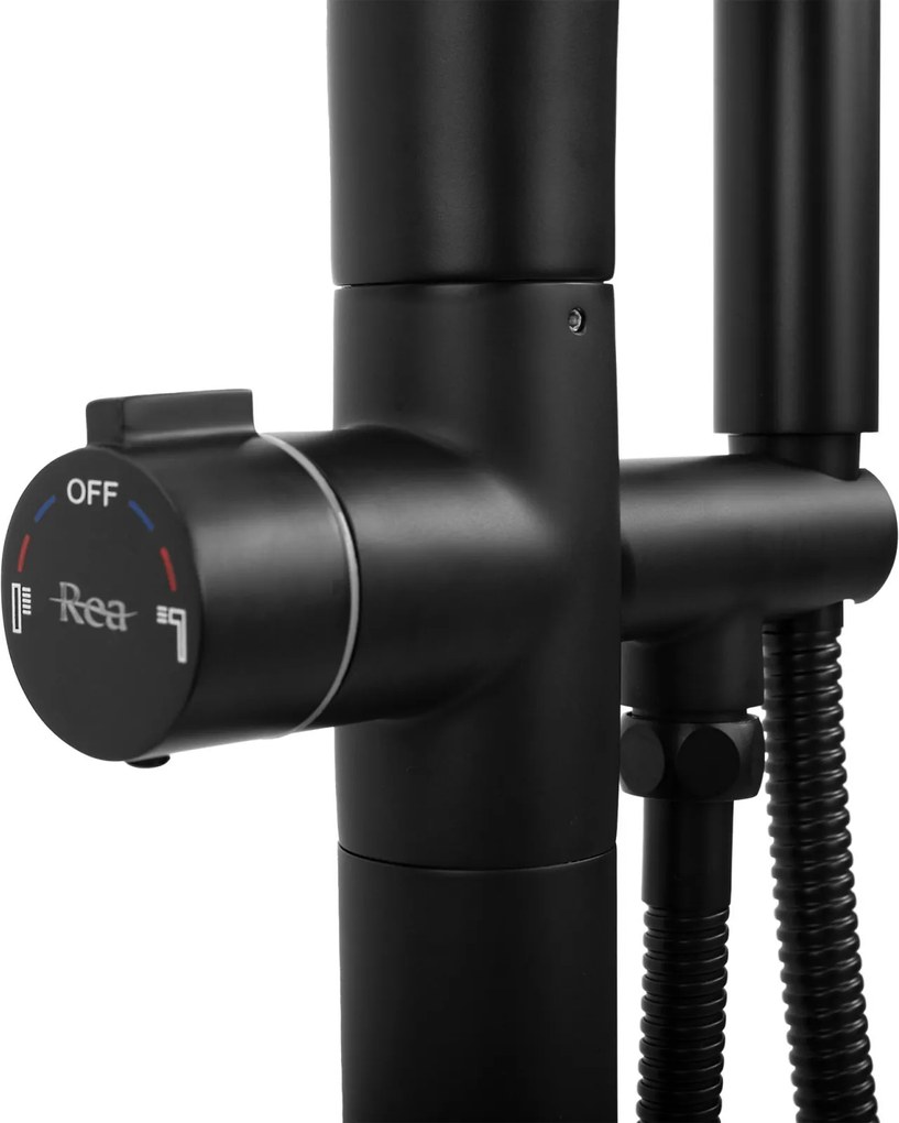 Baterie cada freestanding Rea Clark, negru mat