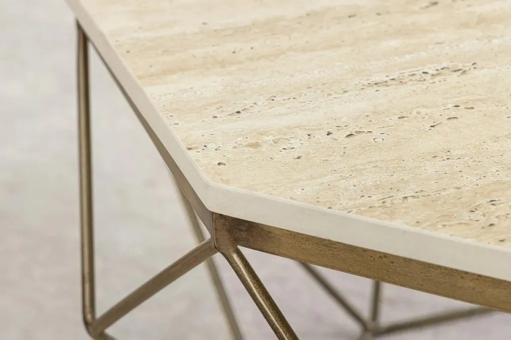 Masuta de cafea rotunda, Travertin, Bej, DIAMOND 70cm