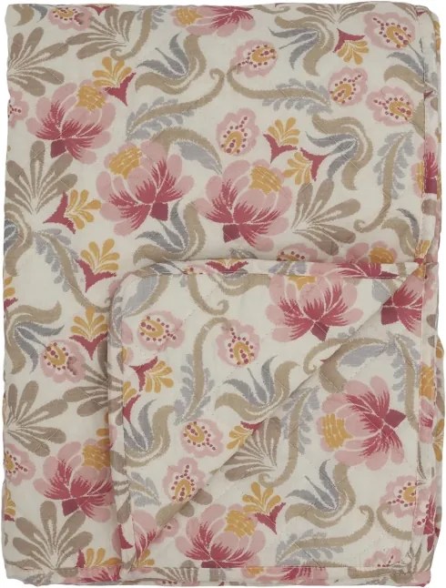 Cuvertură matlasată din bumbac trandafiriu cu imprimeu floral, 180x130 cm, „Aix"