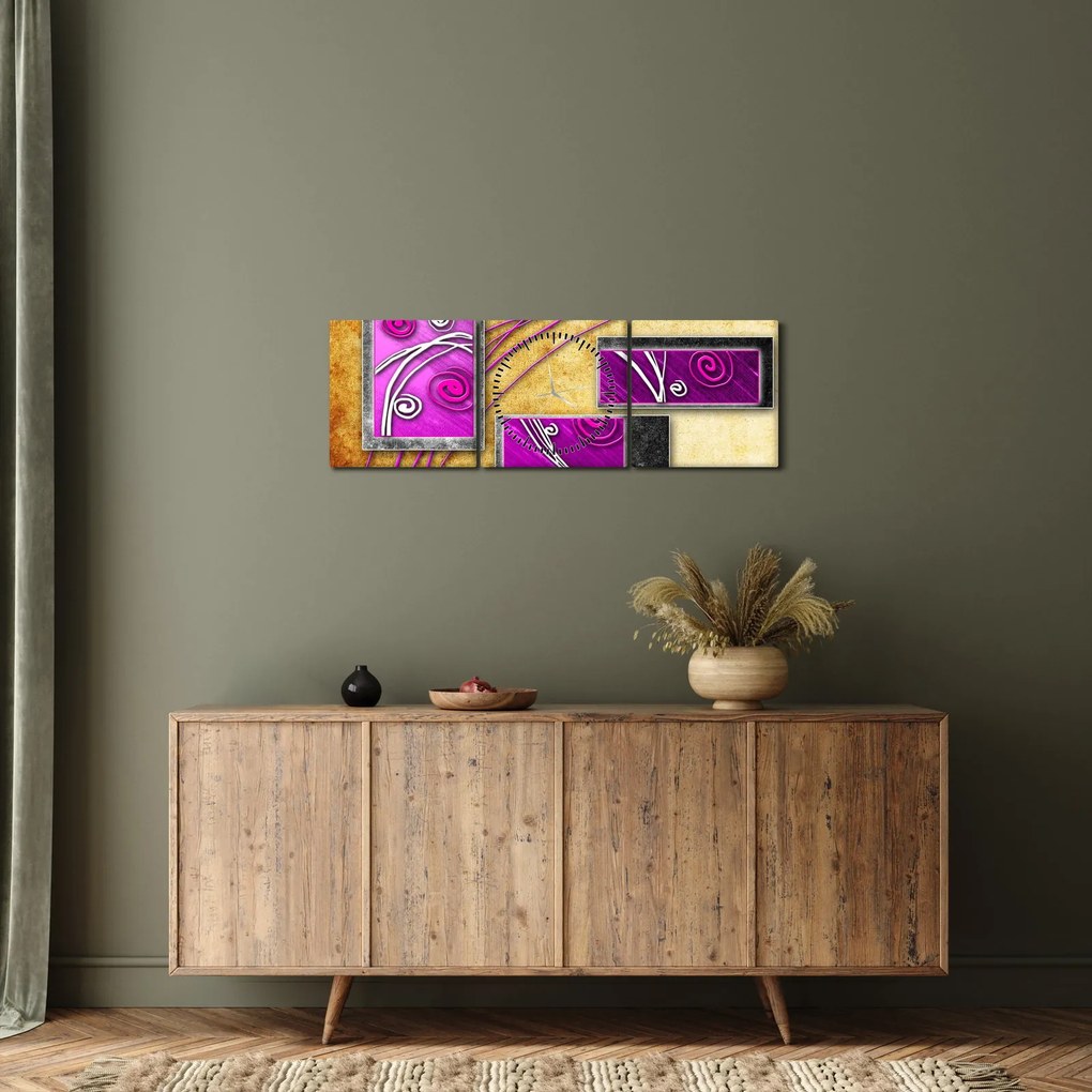Tablou abstracție (cu ceas) (90x30 cm)