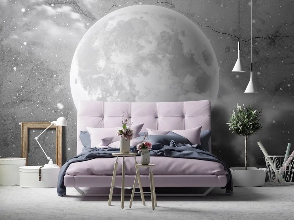 Fototapet - Luna pe beton - neagră (152,5x104 cm)