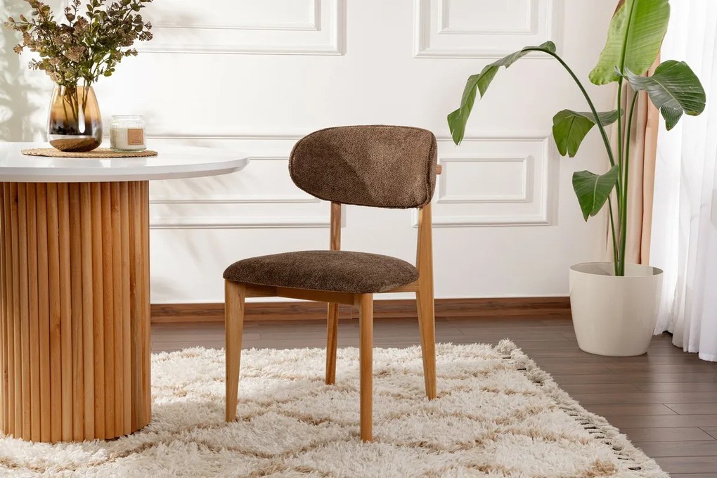 Set de scaune de sufragerie Lionte Brown și LightOak, 2 buc.