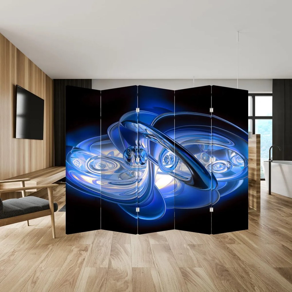 Paravan - Abstract albastru (210x170 cm)