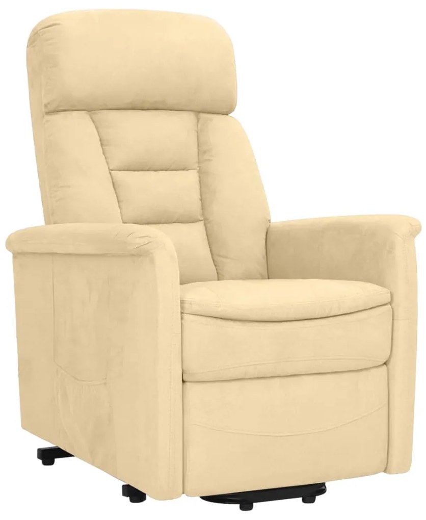329664 vidaXL Fotoliu rabatabil cu ridicare, crem, piele întoarsă ecologică