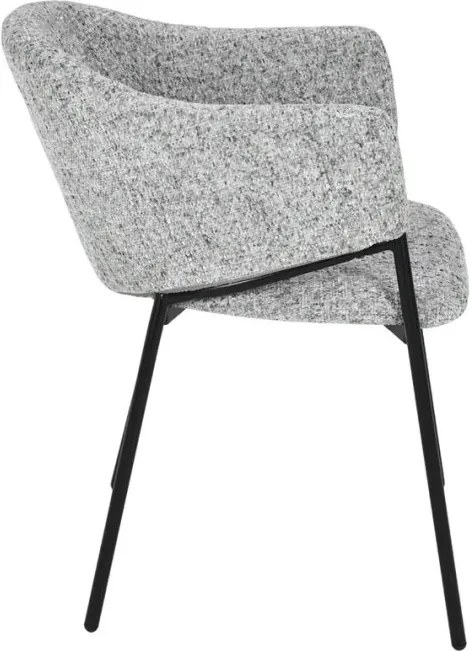 Set de 2 scaune aspect retro, Metal Negru, Chenille Gri, NOBLESSE A-47577 VC