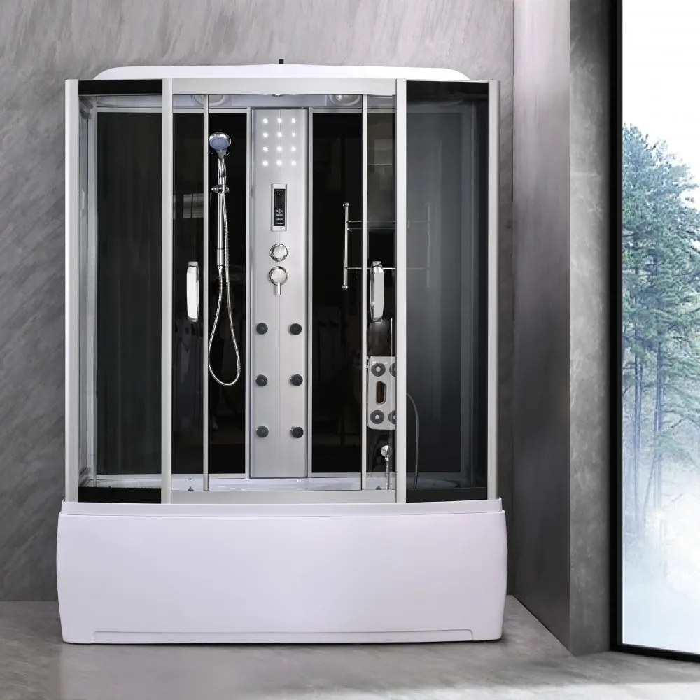 Cadă de baie cu hidromasaj Emilia 170 cu electronică, neagră