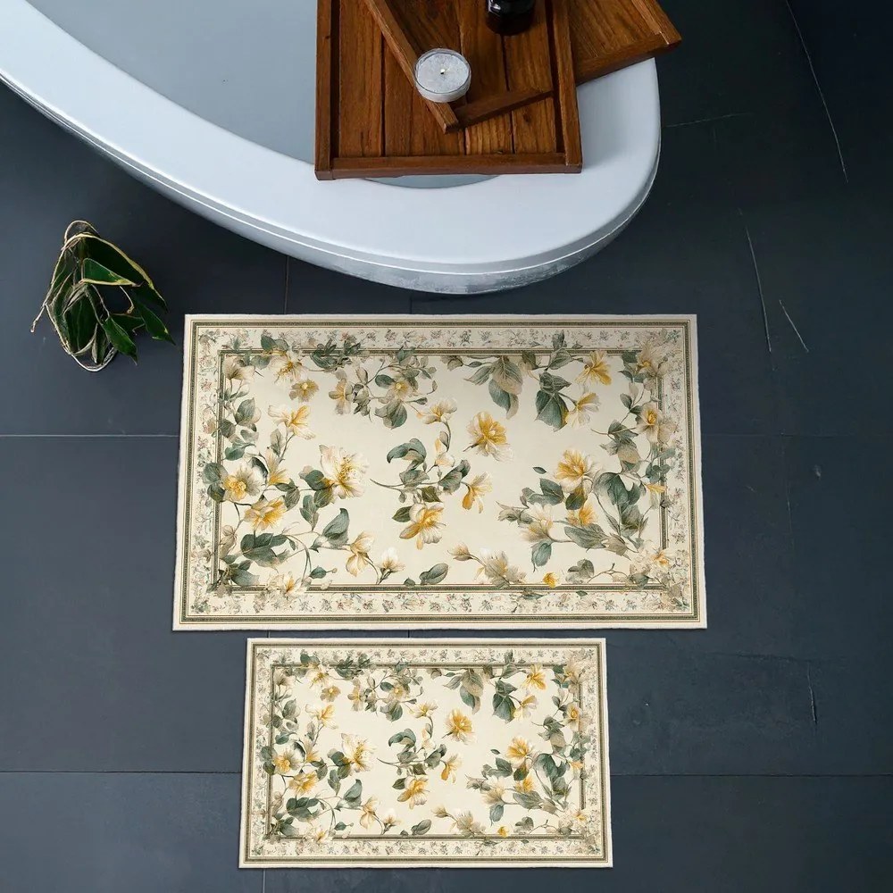 Covorașe de baie bej 2 buc. 60x100 cm – Foutastic