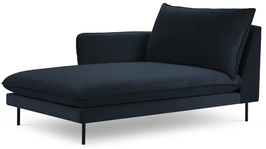 Șezlong albastru închis cu tapițerie din catifea (cu colțar pe partea stângă ) Vienna – Cosmopolitan Design