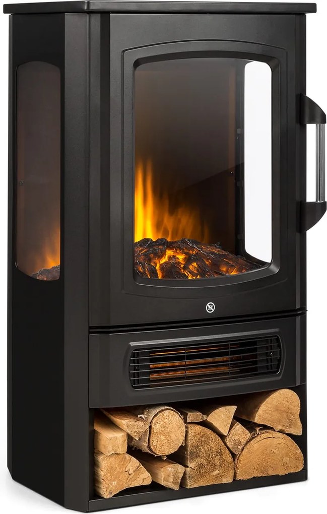 Klarstein Bormio Panorama, șemineu electric, 1000/2000 W, termostat, negru