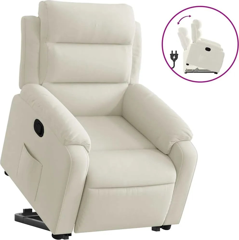 vidaXL Fotoliu rabatabil cu ridicare, crem, catifea