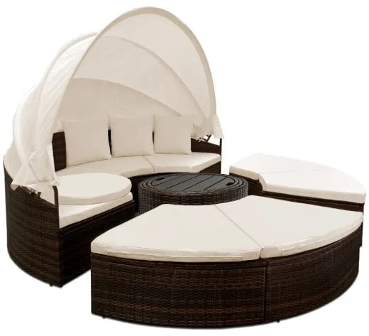 Deuba Pat de gradina ratan LAZY - maro 186 cm