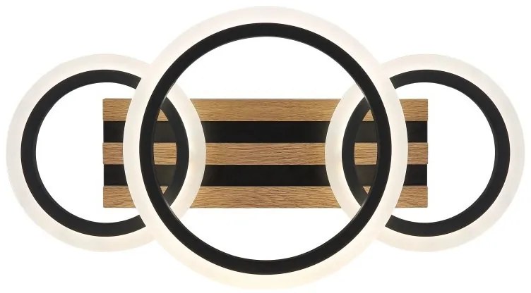 Plafoniera LED CCT BLEVINS riflaj MDF cu efect de lemn