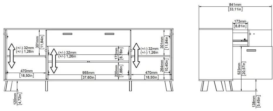 Comodă albă-în culoare naturală cu aspect de lemn de stejar 196x73x39 cm Ikast – Tvilum