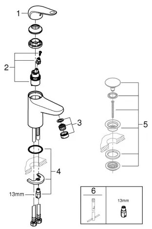 Baterie pentru lavoar GROHE SWIFT 162 mm, crom lucios - 24317001