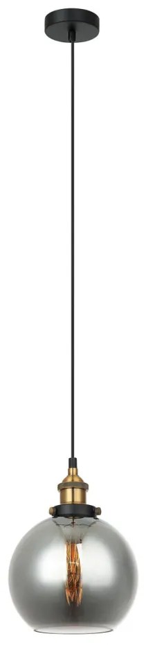 Pendul modern negru cu glob de sticla fumuriu Carden