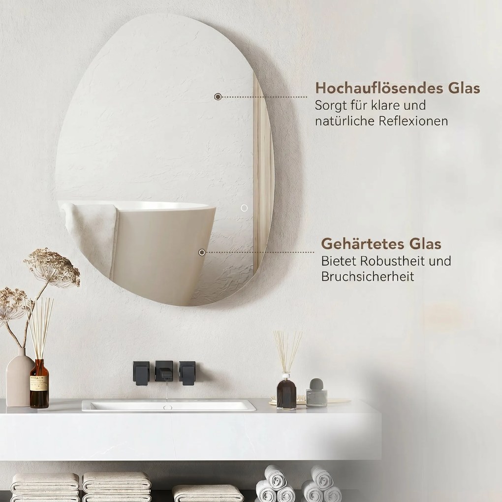 HOMCOM Oglindă de Baie LED cu Comutator Tactil Inteligent și  Intensitate Reglabilă, 80x5x60 cm, Argintiu | Aosom Romania