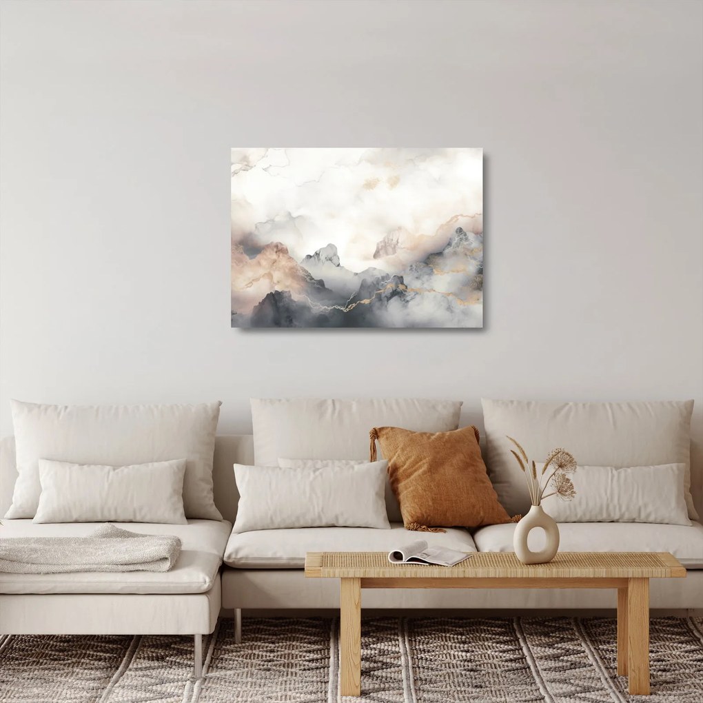 Tablou pe sticlă - Munte abstracție cu textura de marmură (70x50 cm)