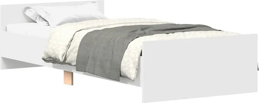 vidaXL Cadru de pat, alb, 90x190 cm, lemn prelucrat