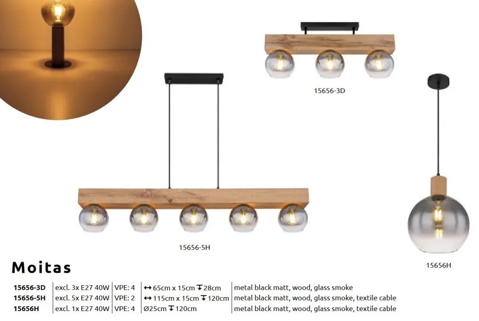 Pendul design modern Moitas negru, maro