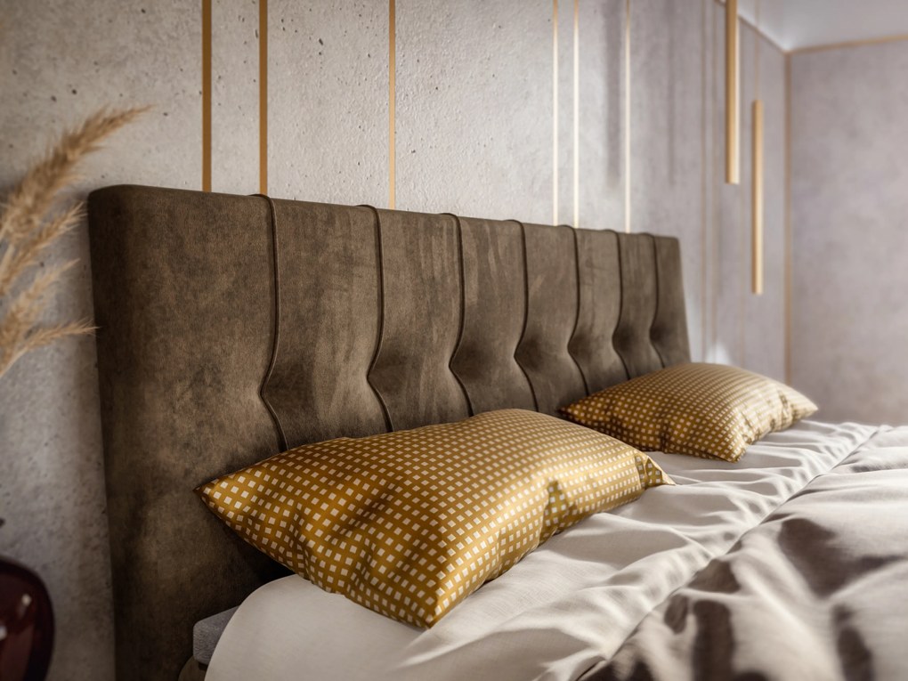 Pat de o persoană boxspring 120 cm Driny (caramel) (cu saltea și sp. depozitare). 1043357