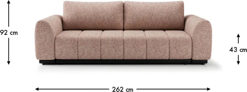 Canapea lemn masiv Paloma, 262 × 104 × 92 cm