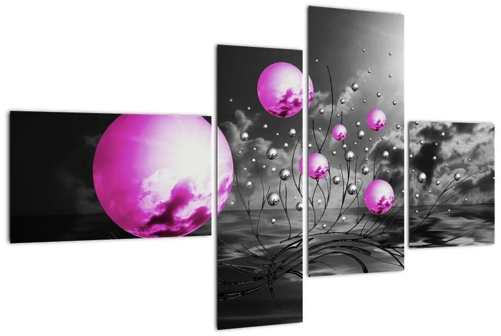 Tablou abstract - bile violet (110x70cm)