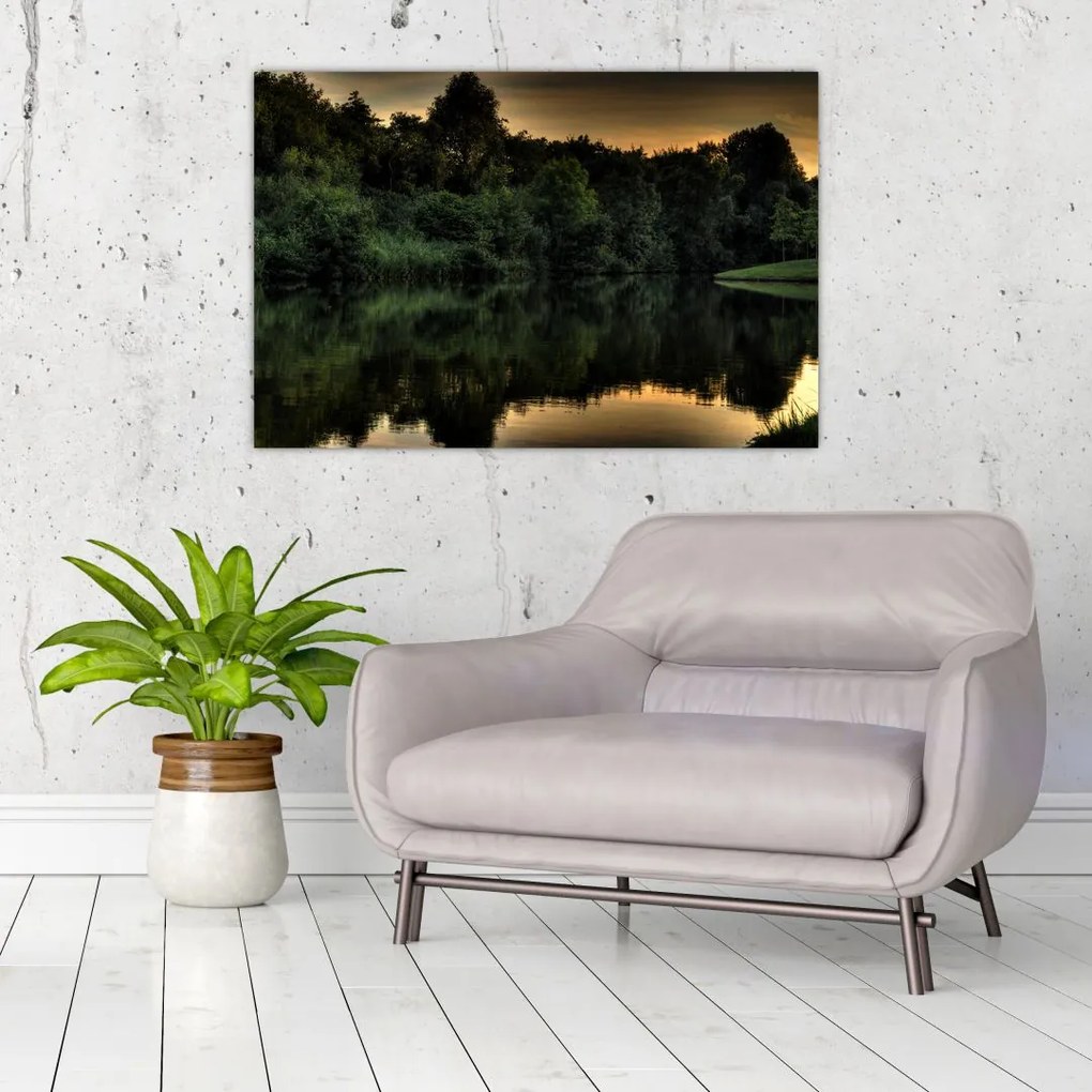 Tablou cu lac în pădure (90x60 cm)