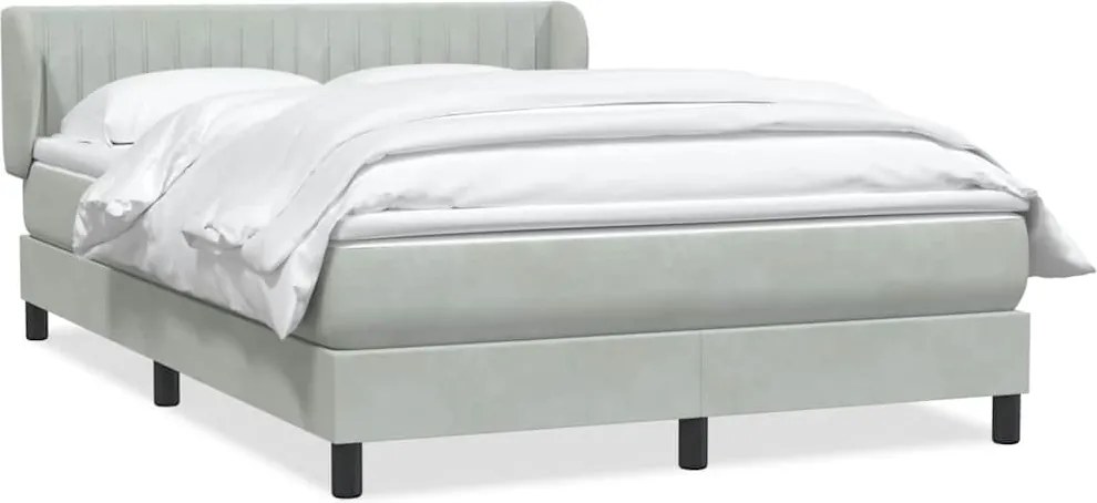 vidaXL Pat box spring cu saltea, gri deschis, 160x210 cm, catifea